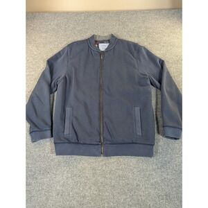 LL Bean‎ Mens Navy Blue Quilted Flannel Lined Bomber Jacket M Tall 503336 #H